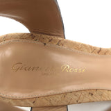 Gianvito Rossi Rikki Cork Sandals Navy Suede Size 38 Ankle Strap Heels