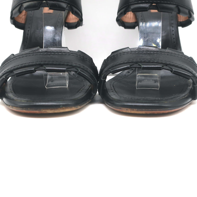 Alaia Ankle Strap Sandals Black Leather Size 37.5 Open Toe Heels