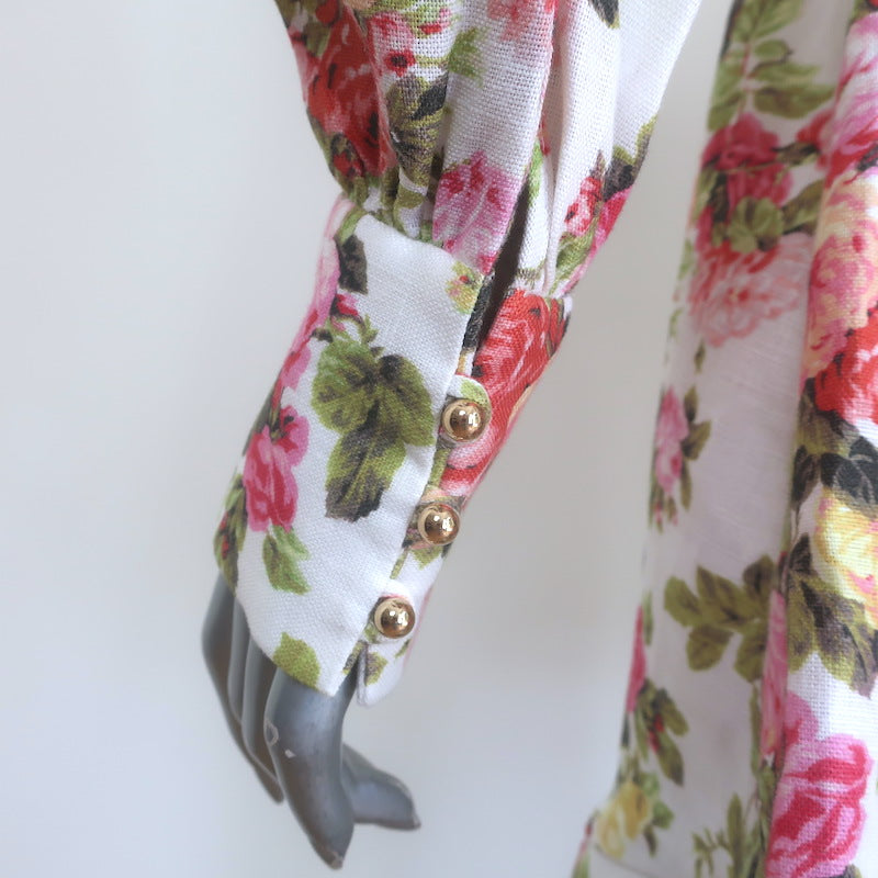 Zimmermann Radiate Flounce Dress Watermelon Bouquet Print Linen Size 3 NEW