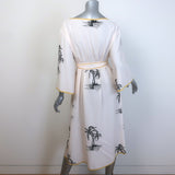 Zimmermann Palm Tree Print Belted Midi Dress Ecru Silk-Blend Size 0P