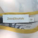 Zimmermann Palm Tree Print Belted Midi Dress Ecru Silk-Blend Size 0P