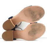 Gianvito Rossi Rikki Cork Sandals Navy Suede Size 38 Ankle Strap Heels