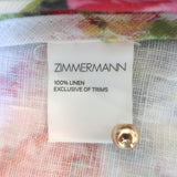 Zimmermann Radiate Flounce Dress Watermelon Bouquet Print Linen Size 3 NEW