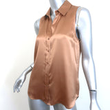 L'Agence Emmy Sleeveless Button-Up Blouse Macaroon Satin Size Extra Small NEW