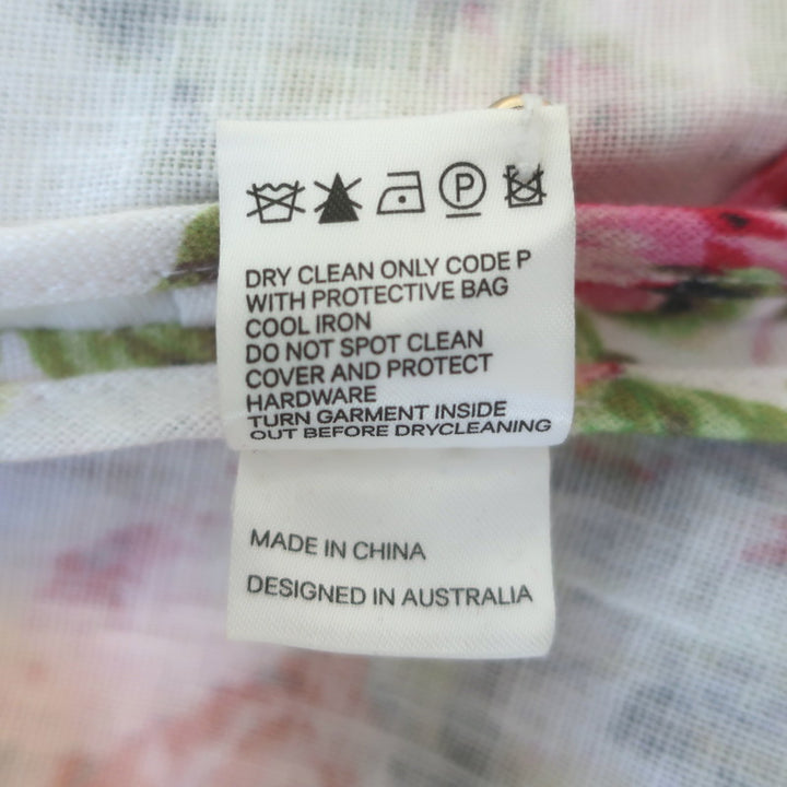 Zimmermann Radiate Flounce Dress Watermelon Bouquet Print Linen Size 3 NEW
