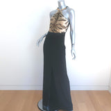 Roberto Cavalli Embellished-Neck Gown Tiger Print Chiffon & Black Jersey Size 42