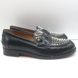 Christian Louboutin Montezupik Spike Studded Loafers Black Leather Size 41