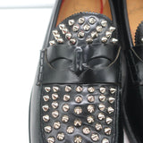 Christian Louboutin Montezupik Spike Studded Loafers Black Leather Size 41