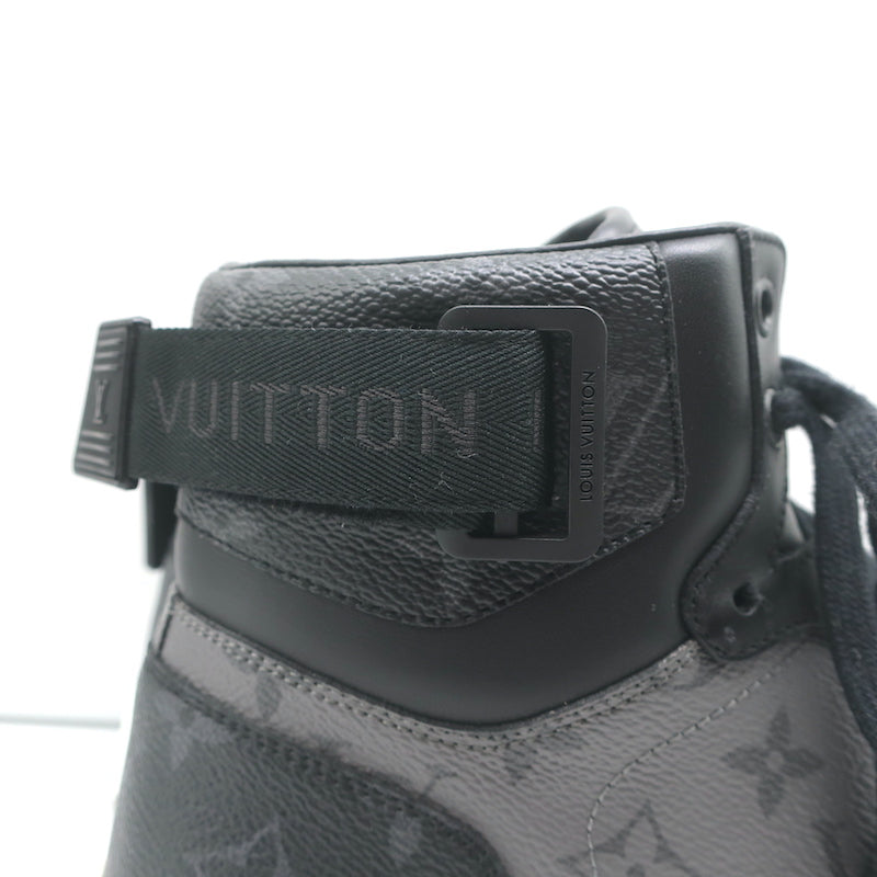 Louis Vuitton Rivoli High Top Sneakers Black &amp; Gray Monogram Canvas Size 8.5