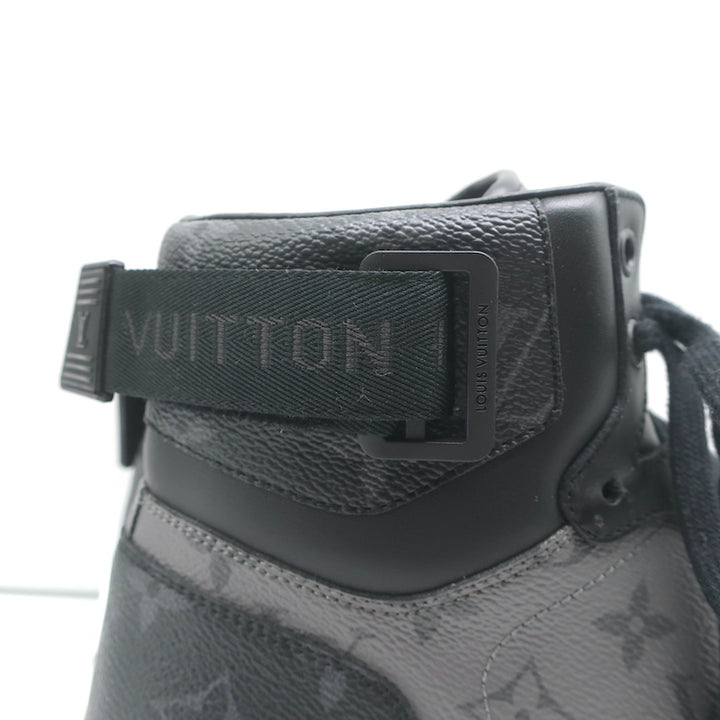 Louis Vuitton Rivoli High Top Sneakers Black &amp; Gray Monogram Canvas Size 8.5