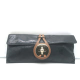 Chloe Turn Lock Clutch Black Patent & Brown Leather Bag