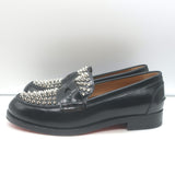Christian Louboutin Montezupik Spike Studded Loafers Black Leather Size 41