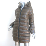 Duvetica Zip Hooded Down Coat Brown Size 42 Knee-Length Puffer Jacket