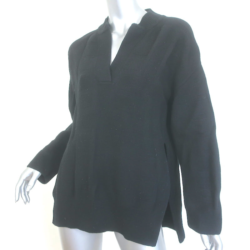 Hermes H-Intarsia Knit Sweater Black Virgin Wool Size 34