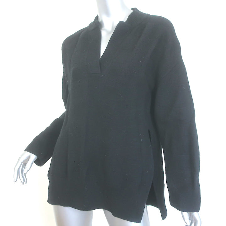 Hermes H-Intarsia Knit Sweater Black Virgin Wool Size 34
