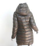 Duvetica Zip Hooded Down Coat Brown Size 42 Knee-Length Puffer Jacket