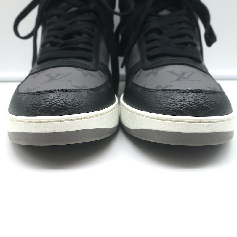 Louis Vuitton Rivoli High Top Sneakers Black &amp; Gray Monogram Canvas Size 8.5