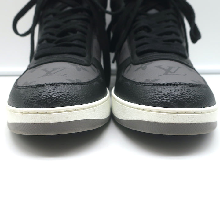 Louis Vuitton Rivoli High Top Sneakers Black &amp; Gray Monogram Canvas Size 8.5