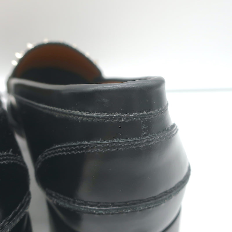 Christian Louboutin Montezupik Spike Studded Loafers Black Leather Size 41