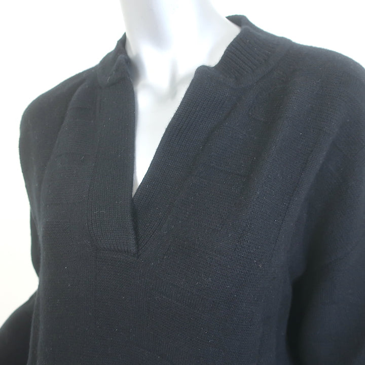 Hermes H-Intarsia Knit Sweater Black Virgin Wool Size 34