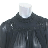 Isabel Marant Blouse Maeva Black Embroidered Silk Size 40 Long Sleeve Top