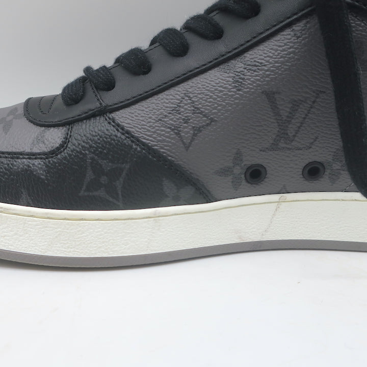 Louis Vuitton Rivoli High Top Sneakers Black &amp; Gray Monogram Canvas Size 8.5