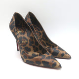 Christian Louboutin Kate 100 Leopard Print Pumps Brown Leather Size 37.5
