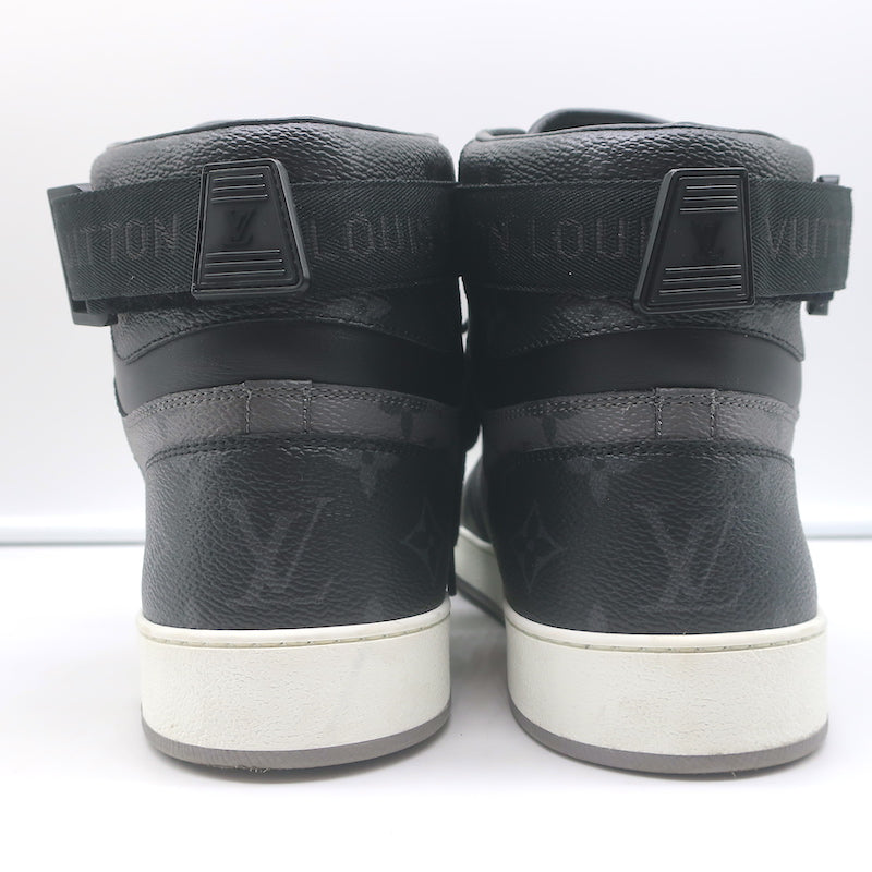 Louis Vuitton Rivoli High Top Sneakers Black &amp; Gray Monogram Canvas Size 8.5