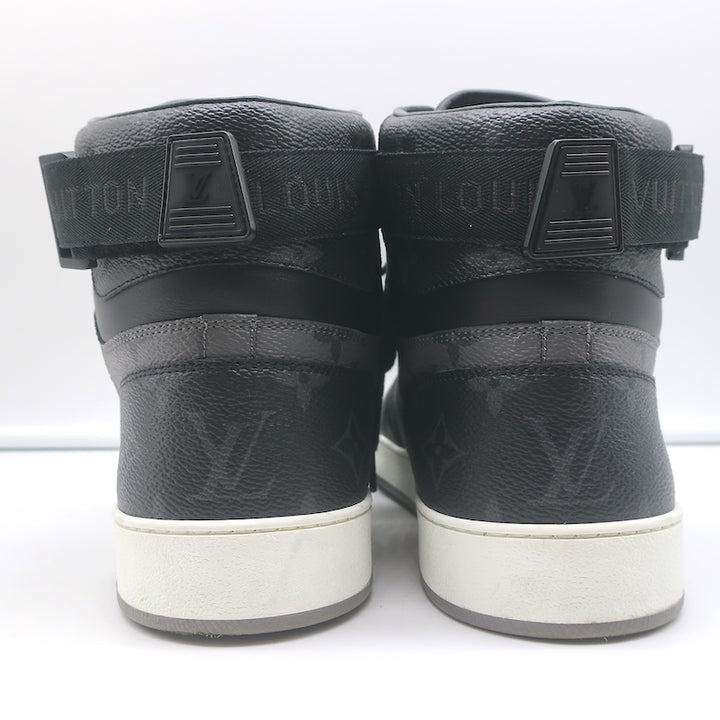 Louis Vuitton Rivoli High Top Sneakers Black &amp; Gray Monogram Canvas Size 8.5
