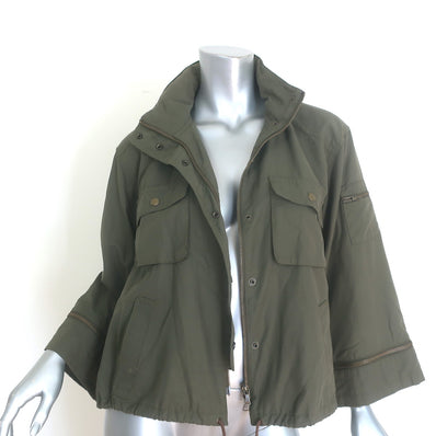 Paper Denim & Cloth Zip-Sleeve Hooded Jacket Army Green Size Small