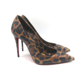 Christian Louboutin Kate 100 Leopard Print Pumps Brown Leather Size 37.5