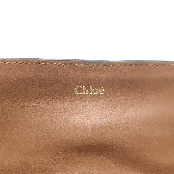 Chloe Turn Lock Clutch Black Patent &amp; Brown Leather Bag