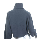 Brunello Cucinelli Cropped Turtleneck Sweater Blue Gray Wool-Cashmere Size Small