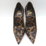 Christian Louboutin Kate 100 Leopard Print Pumps Brown Leather Size 37.5