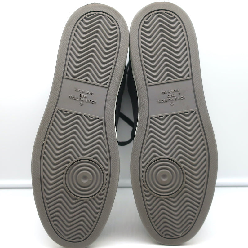 Louis Vuitton Rivoli High Top Sneakers Black &amp; Gray Monogram Canvas Size 8.5