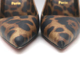 Christian Louboutin Kate 100 Leopard Print Pumps Brown Leather Size 37.5