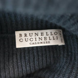Brunello Cucinelli Cropped Turtleneck Sweater Blue Gray Wool-Cashmere Size Small