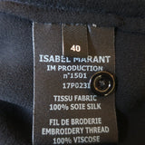 Isabel Marant Blouse Maeva Black Embroidered Silk Size 40 Long Sleeve Top