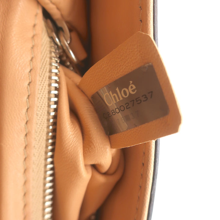 Chloe Turn Lock Clutch Black Patent &amp; Brown Leather Bag