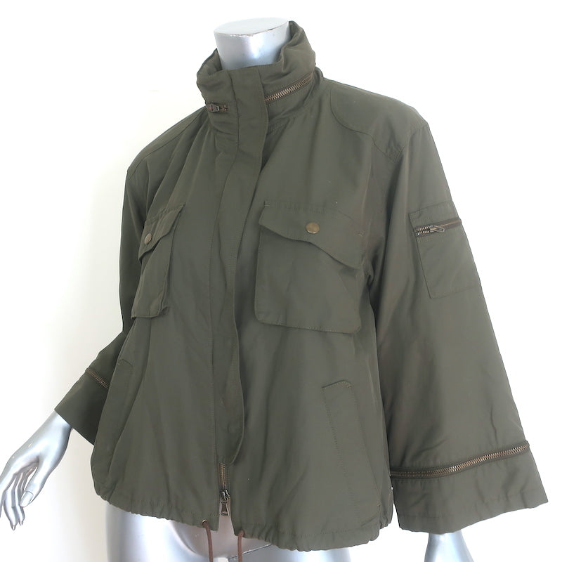 Paper Denim &amp; Cloth Zip-Sleeve Hooded Jacket Army Green Size Small