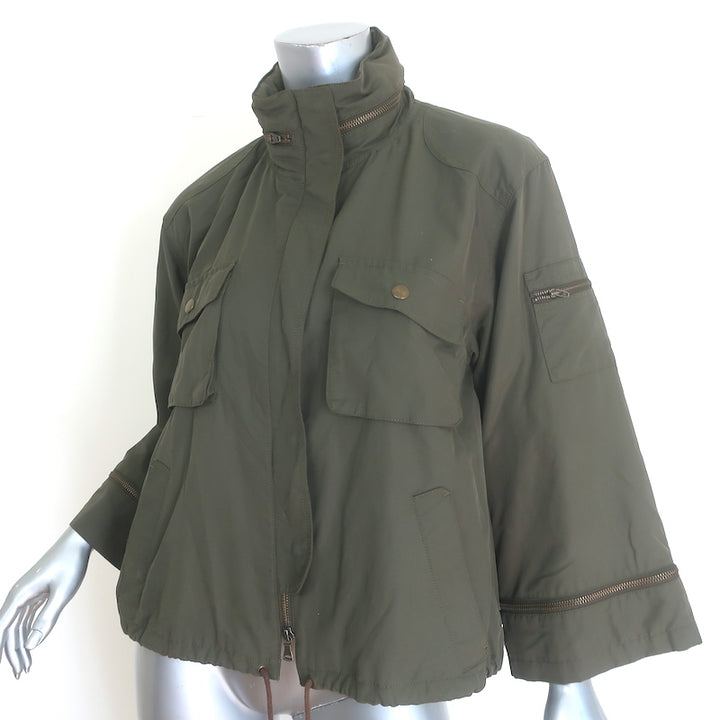 Paper Denim &amp; Cloth Zip-Sleeve Hooded Jacket Army Green Size Small