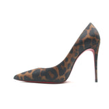 Christian Louboutin Kate 100 Leopard Print Pumps Brown Leather Size 37.5