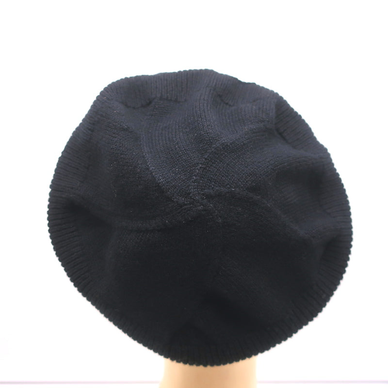 Chanel Knit Beret Black &amp; Navy Metallic Cashmere-Blend