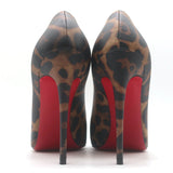 Christian Louboutin Kate 100 Leopard Print Pumps Brown Leather Size 37.5