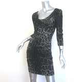 Dolce & Gabbana Draped Leopard Print Mini Dress Gray Stretch Silk Size 38