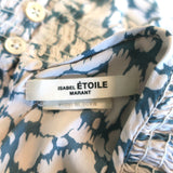 Isabel Marant Etoile High Neck Blouse Yoshi White/Blue Printed Silk Size 38