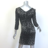 Dolce & Gabbana Draped Leopard Print Mini Dress Gray Stretch Silk Size 38
