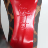 Christian Louboutin Kate 100 Leopard Print Pumps Brown Leather Size 37.5