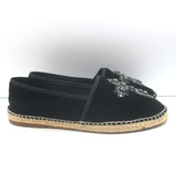 Dolce & Gabbana Crystal Cross-Embroidered Espadrilles Black Velvet Size 9