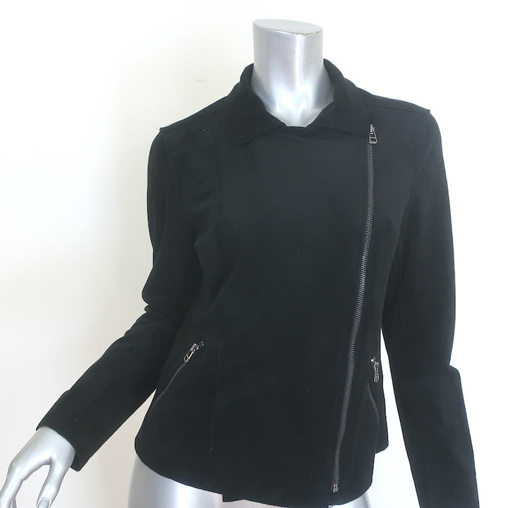 Velvet by Graham &amp; Spencer Xandra Faux Suede Moto Jacket Black Size Small